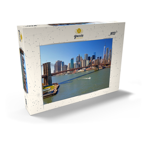 Blick zur Brooklyn Bridge mit One World Trade Center, Manhattan, New York City, USA 1000 Puzzle Schachtel Ansicht2