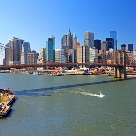 Blick zur Brooklyn Bridge mit One World Trade Center, Manhattan, New York City, USA 1000 Puzzle 3D Modell