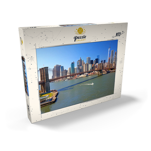 Blick zur Brooklyn Bridge mit One World Trade Center, Manhattan, New York City, USA 100 Puzzle Schachtel Ansicht2