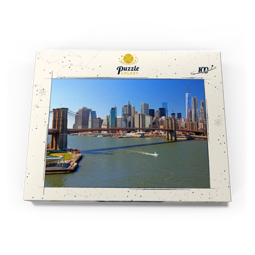 Blick zur Brooklyn Bridge mit One World Trade Center, Manhattan, New York City, USA 100 Puzzle Schachtel Ansicht3