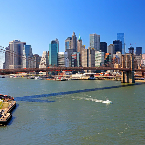 Blick zur Brooklyn Bridge mit One World Trade Center, Manhattan, New York City, USA 200 Puzzle 3D Modell
