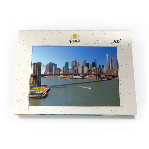 Blick zur Brooklyn Bridge mit One World Trade Center, Manhattan, New York City, USA 500 Puzzle Schachtel Ansicht3