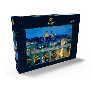 Altstadt mit Kathedrale Notre-Dame, Lausanne, Kanton Waadt, Schweiz 1000 Puzzle Schachtel Ansicht2