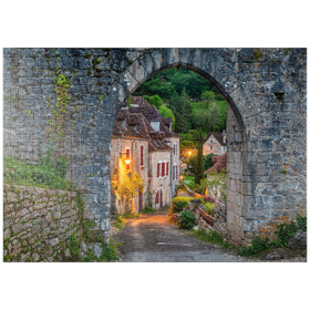 Darstellung des Puzzle-Motivs Stadtmauer von Saint-Cirq-Lapopie, Jakobsweg Via Podiensis, Frankreich – Puzzleteile: 1000
