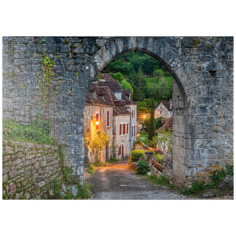 puzzleplate Stadtmauer von Saint-Cirq-Lapopie, Jakobsweg Via Podiensis, Frankreich 1000 Puzzle