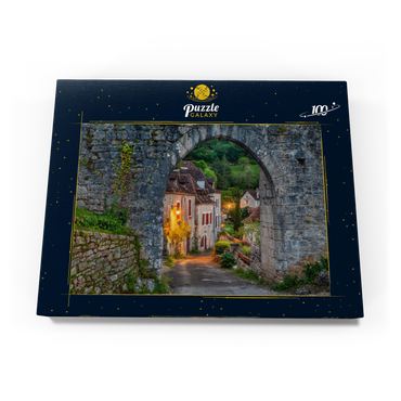 Stadtmauer von Saint-Cirq-Lapopie, Jakobsweg Via Podiensis, Frankreich 100 Puzzle Schachtel Ansicht3