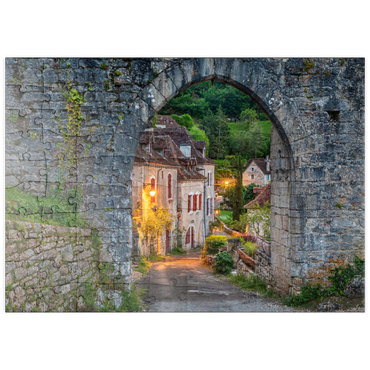 puzzleplate Stadtmauer von Saint-Cirq-Lapopie, Jakobsweg Via Podiensis, Frankreich 100 Puzzle
