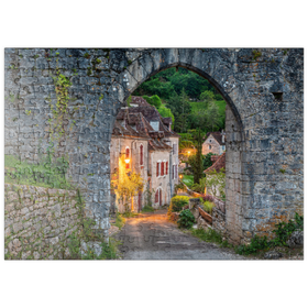 Darstellung des Puzzle Motivs Stadtmauer von Saint-Cirq-Lapopie, Jakobsweg Via Podiensis, Frankreich - Puzzleteile: 200