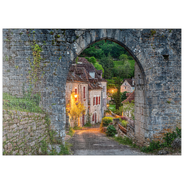 puzzleplate Stadtmauer von Saint-Cirq-Lapopie, Jakobsweg Via Podiensis, Frankreich 500 Puzzle