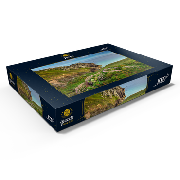 Porthcurno Bay, Penwith Peninsula, Cornwall, England, Großbritannien 1000 Puzzle Schachtel Ansicht1