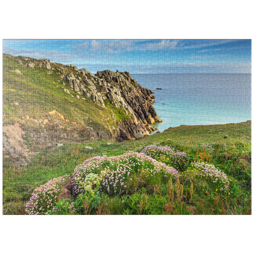 puzzleplate Porthcurno Bay, Penwith Peninsula, Cornwall, England, Großbritannien 1000 Puzzle