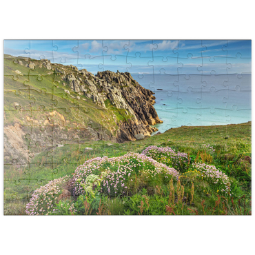 puzzleplate Porthcurno Bay, Penwith Peninsula, Cornwall, England, Großbritannien 100 Puzzle