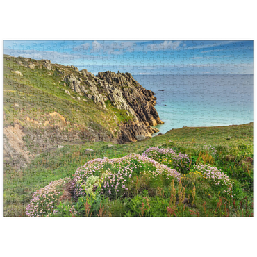 puzzleplate Porthcurno Bay, Penwith Peninsula, Cornwall, England, Großbritannien 500 Puzzle