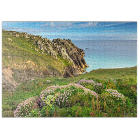 Darstellung des Puzzle Motivs Porthcurno Bay, Penwith Peninsula, Cornwall, England, Großbritannien - Puzzleteile: 500