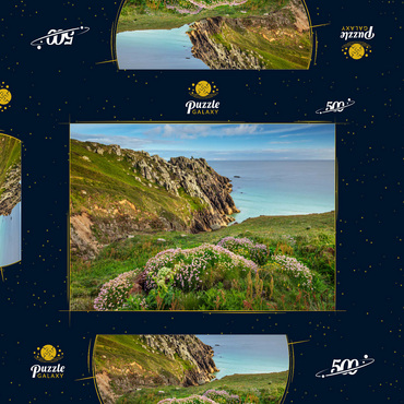 Porthcurno Bay, Penwith Peninsula, Cornwall, England, Großbritannien 500 Puzzle Schachtel 3D Modell