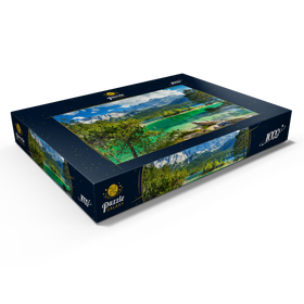 Alternative Darstellung des Puzzle-Motivs Eibsee mit Wettersteingebirge und Zugspitze (2962m) bei Grainau, Oberbayern – Puzzleteile: 1000