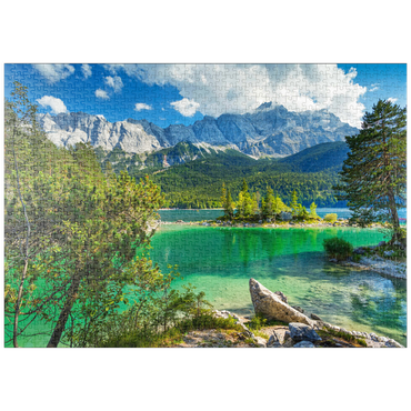 puzzleplate Eibsee mit Wettersteingebirge und Zugspitze (2962m) bei Grainau, Oberbayern 1000 Puzzle