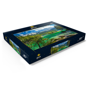 Darstellung des Puzzle Motivs Eibsee mit Wettersteingebirge und Zugspitze (2962m) bei Grainau, Oberbayern - Puzzleteile: 100