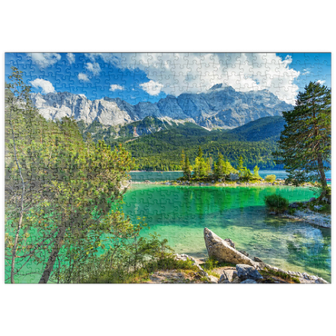 puzzleplate Eibsee mit Wettersteingebirge und Zugspitze (2962m) bei Grainau, Oberbayern 500 Puzzle