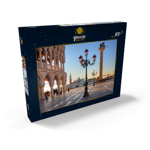 Dogenpalast und Piazzetta gegen San Giorgio Maggiore im Morgenlicht, Venedig, Italien 100 Puzzle Schachtel Ansicht2