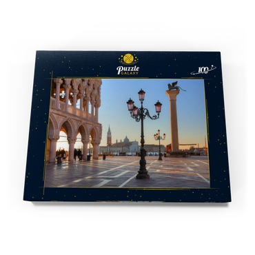 Dogenpalast und Piazzetta gegen San Giorgio Maggiore im Morgenlicht, Venedig, Italien 100 Puzzle Schachtel Ansicht3