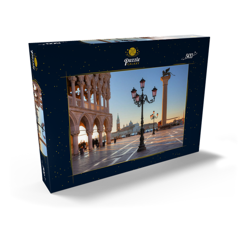 Dogenpalast und Piazzetta gegen San Giorgio Maggiore im Morgenlicht, Venedig, Italien 500 Puzzle Schachtel Ansicht2