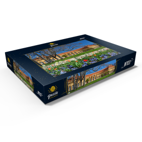 Alternative Darstellung des Puzzle-Motivs Schlossgarten mit der Orangerie im Frühling zur Zeit der Tulpenblüte – Puzzleteile: 1000
