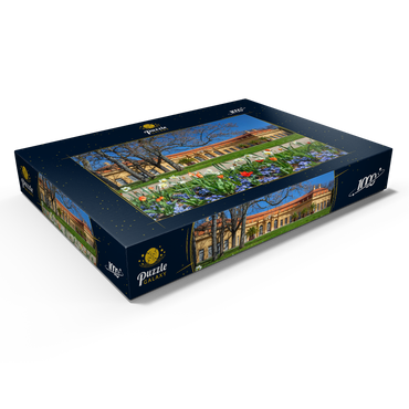 Schlossgarten mit der Orangerie im Frühling zur Zeit der Tulpenblüte 1000 Puzzle Schachtel Ansicht1