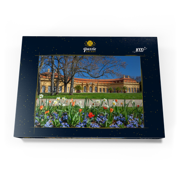 Schlossgarten mit der Orangerie im Frühling zur Zeit der Tulpenblüte 1000 Puzzle Schachtel Ansicht3