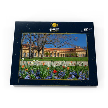 Schlossgarten mit der Orangerie im Frühling zur Zeit der Tulpenblüte 100 Puzzle Schachtel Ansicht3