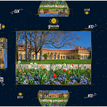 Schlossgarten mit der Orangerie im Frühling zur Zeit der Tulpenblüte 100 Puzzle Schachtel 3D Modell