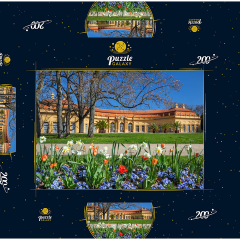 Schlossgarten mit der Orangerie im Frühling zur Zeit der Tulpenblüte 200 Puzzle Schachtel 3D Modell