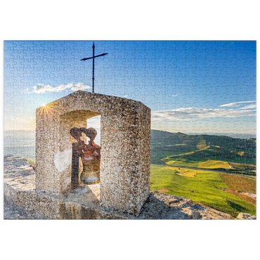 puzzleplate Blick vom Castillo de Monjardin im Sonnenaufgang 500 Puzzle
