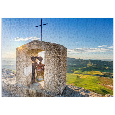 puzzleplate Blick vom Castillo de Monjardin im Sonnenaufgang 500 Puzzle