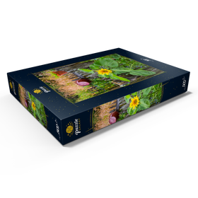 Alternative Darstellung des Puzzle-Motivs Bauerngarten am Forsthaus Adlgaß in Inzell, Oberbayern – Puzzleteile: 500