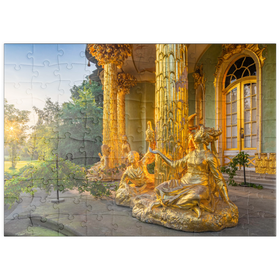Darstellung des Puzzle Motivs Gartenpavillon im Park Sanssouci im Stil des Rokoko bei Sonnenaufgang - Puzzleteile: 100