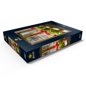 Alternative Darstellung des Puzzle-Motivs Fenster mit Geranien im Freilichtmuseum Glentleiten bei Großweil, Oberbayern – Puzzleteile: 1000