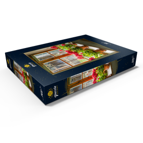 Darstellung des Puzzle Motivs Fenster mit Geranien im Freilichtmuseum Glentleiten bei Großweil, Oberbayern - Puzzleteile: 500