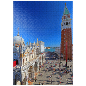 Darstellung des Puzzle-Motivs Markusplatz mit Markuskirche und Campanile, Venedig, Italien – Puzzleteile: 1000