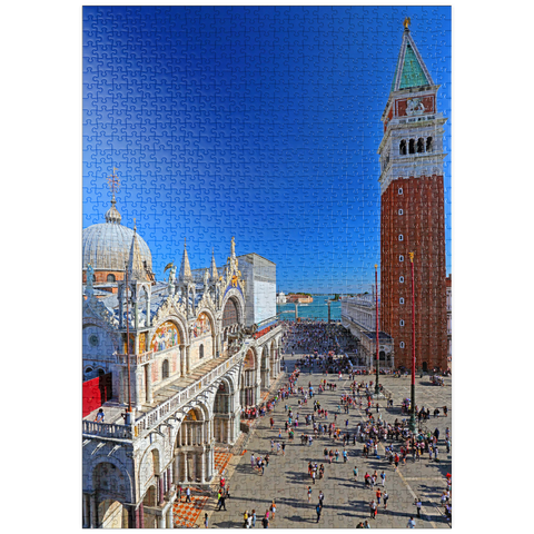 puzzleplate Markusplatz mit Markuskirche und Campanile, Venedig, Italien 1000 Puzzle