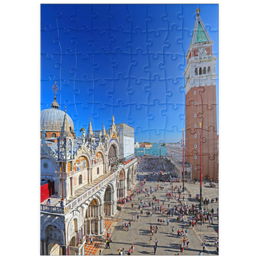 puzzleplate Markusplatz mit Markuskirche und Campanile, Venedig, Italien 100 Puzzle