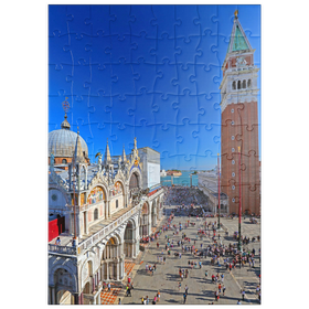 Darstellung des Puzzle Motivs Markusplatz mit Markuskirche und Campanile, Venedig, Italien - Puzzleteile: 100