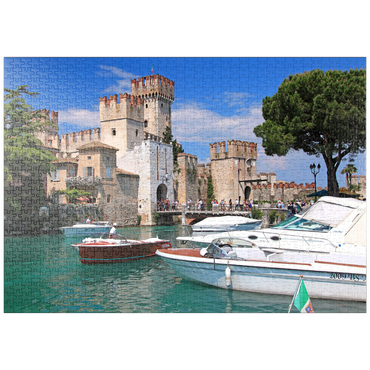 puzzleplate Scaligerburg in Sirmione, Gardasee, Provinz Brescia, Lombardei, Italien 1000 Puzzle
