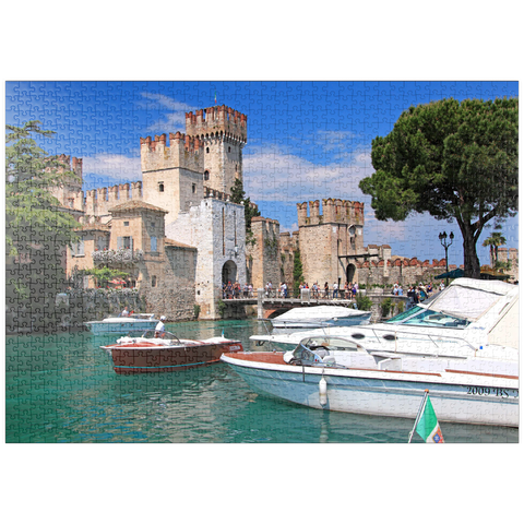 puzzleplate Scaligerburg in Sirmione, Gardasee, Provinz Brescia, Lombardei, Italien 1000 Puzzle