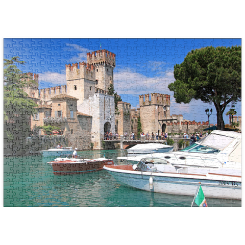 puzzleplate Scaligerburg in Sirmione, Gardasee, Provinz Brescia, Lombardei, Italien 500 Puzzle