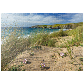 Darstellung des Puzzle-Motivs Dünen am Strand von Holywell Bay bei Newquay, Nordküste, Cornwall – Puzzleteile: 1000