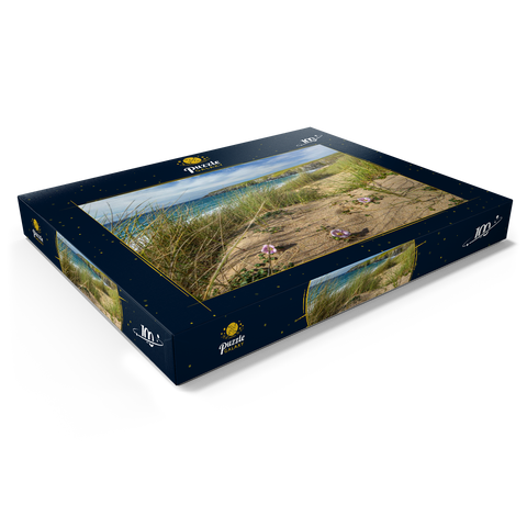 Dünen am Strand von Holywell Bay bei Newquay, Nordküste, Cornwall 100 Puzzle Schachtel Ansicht1