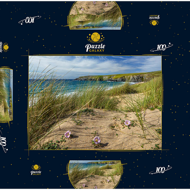Dünen am Strand von Holywell Bay bei Newquay, Nordküste, Cornwall 100 Puzzle Schachtel 3D Modell