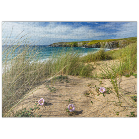 Darstellung des Puzzle-Motivs Dünen am Strand von Holywell Bay bei Newquay, Nordküste, Cornwall – Puzzleteile: 500