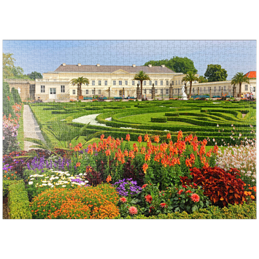 puzzleplate Schloss und Barockgarten im Schlosspark Herrenhausen, Hannover 1000 Puzzle